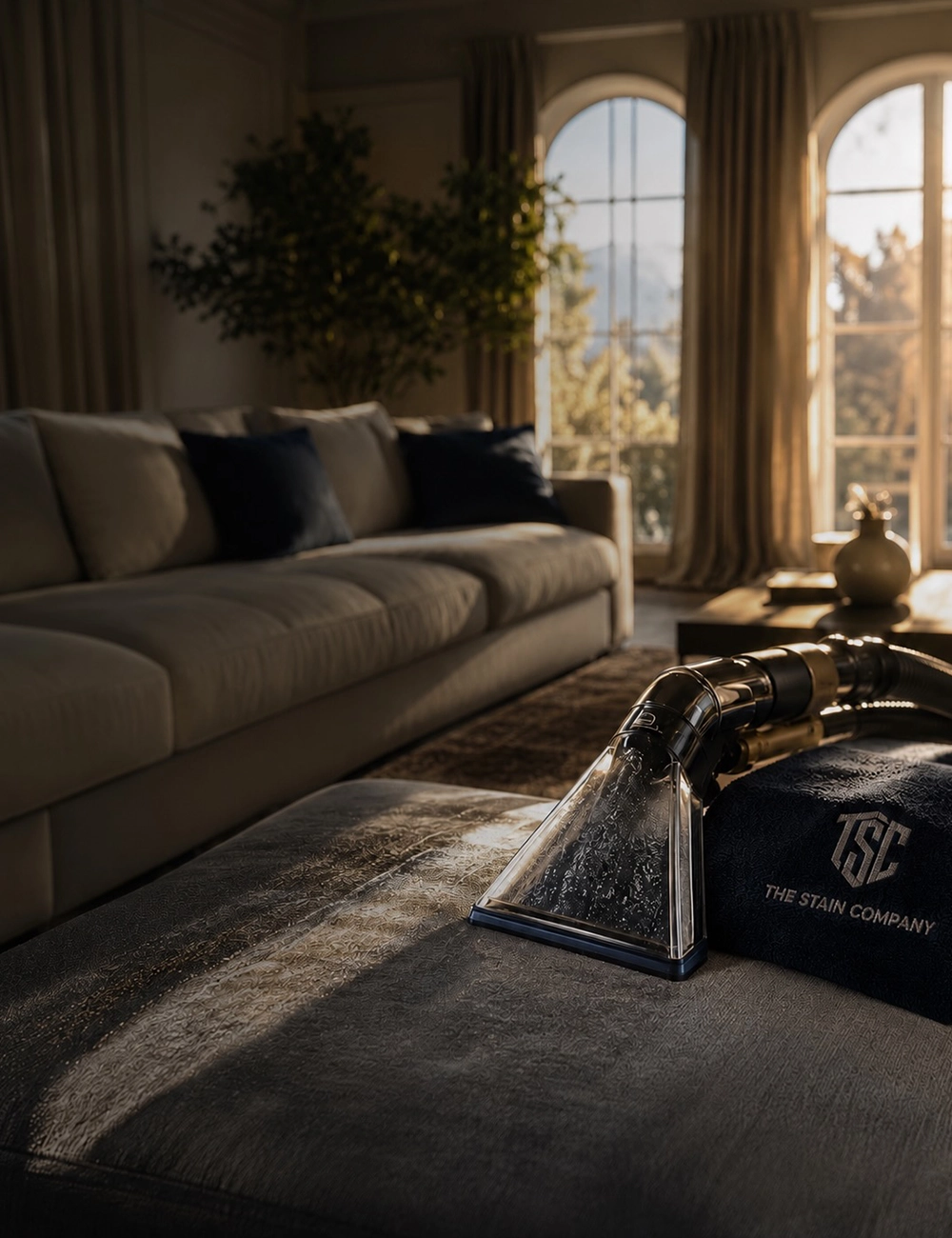 Professionele meubelreiniging aan huis met een specialistische reinigingsmachine van The Stain Company