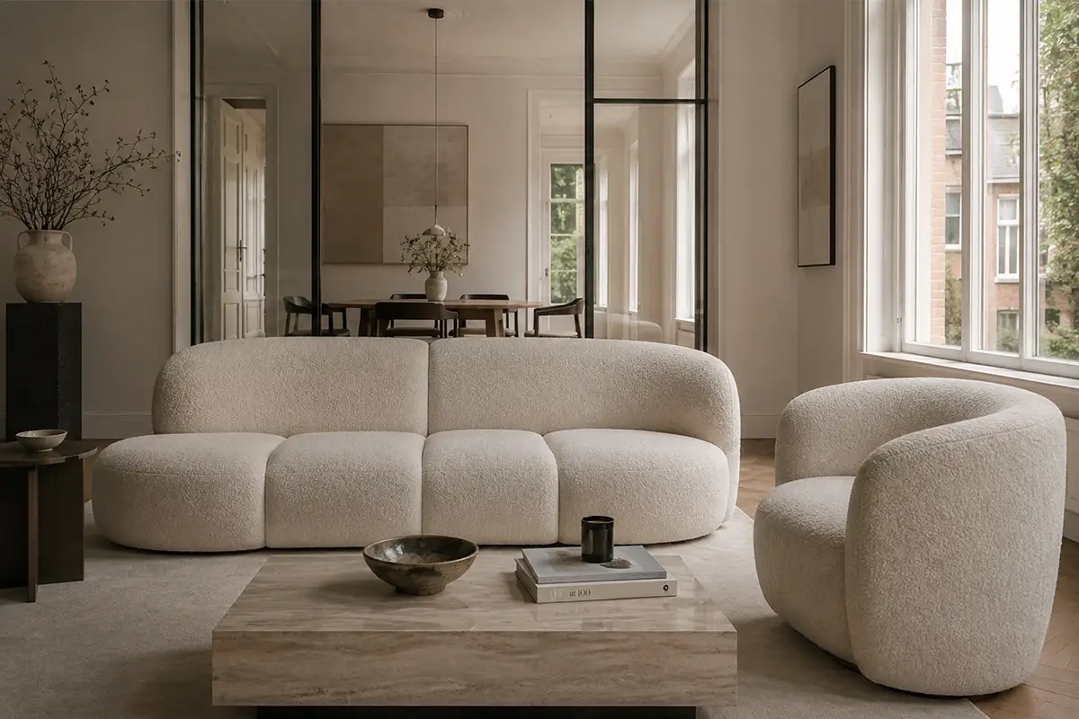 Bank reinigen 1 Professioneel gereinigde designbank in een luxe woonkamer door The Stain Company